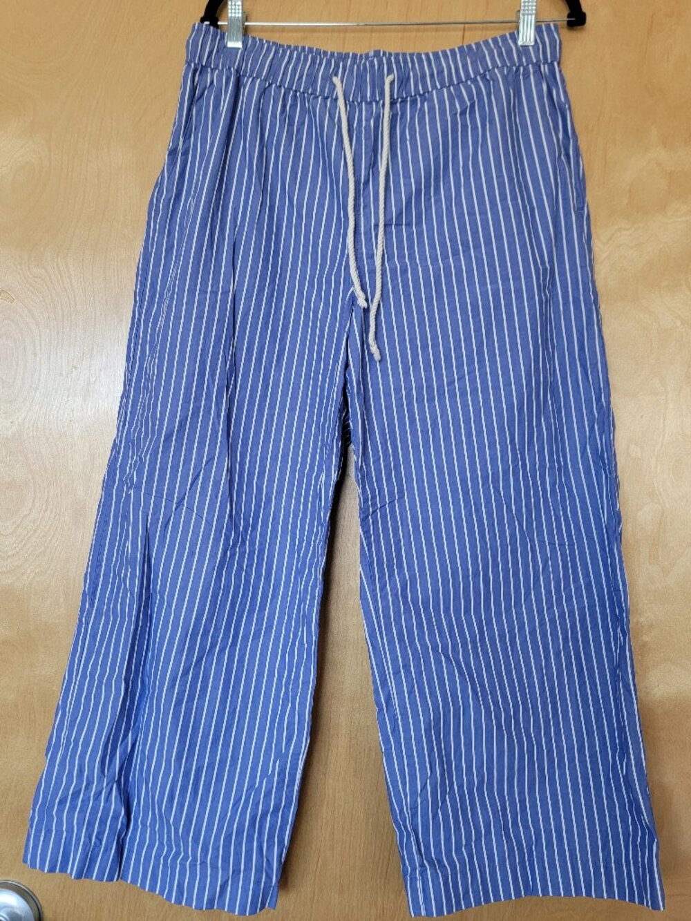 GAP Petite L Blue White Striped wide Leg Pants